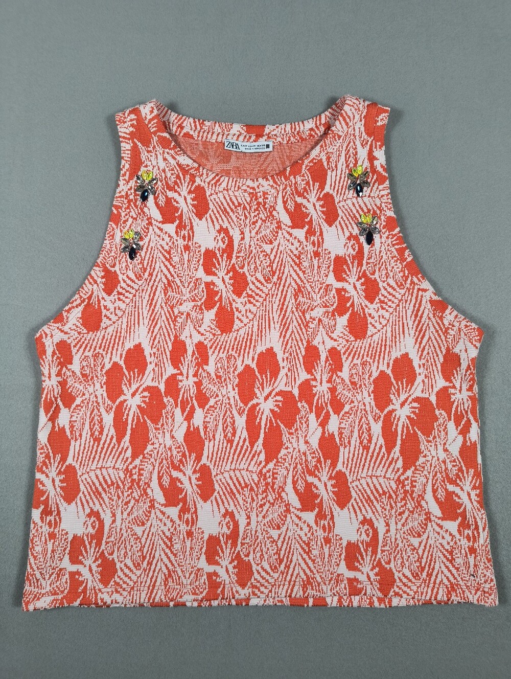 🔥 Bundle 2 For $7🔥 Zara sequin tapestry tank top, women's medium, orange/white